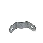 A small, silver, hot-dip galvanised quarter corner bracket with two mounting holes, designed for chain link mesh fencing.