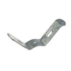 A hot-dip galvanised metal corner bracket featuring pre-drilled holes for attaching mesh panels to round fence posts.