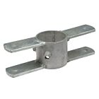 A heavy-duty hot-dip galvanised ring pipe clamp rotation part with a central sleeve and four protruding flat mounting plates.