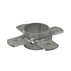 A grey, metallic hot-dip galvanized ring pipe clamp featuring four protruding lips with pre-drilled holes for secure attachment.