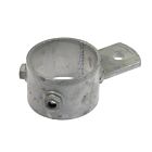 A circular metal ring pipe clamp featuring a single mounting lip and side bolts with a hot-dip galvanized finish.
