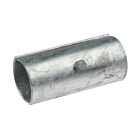 A hot-dip galvanised split tube connector featuring a single central bolt, designed for securely coupling two metal pipes or tubes.