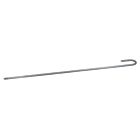 A long hot dip galvanised metal rod with a hooked top and a pointed bottom end on a white background.