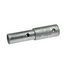 A metallic tube extension with a hot-dip galvanised finish, showing two cylindrical sections and holes for bolt fastening.