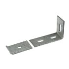 A hot-dip galvanized steel distance holder set featuring an L-shaped bracket and a matching flat mounting plate with slots.