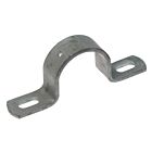 A heavy-duty galvanized metal U-shaped edge board bracket featuring two elongated mounting holes and a central top hole.
