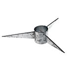 Three-pronged hot-dip galvanized metal rotary spike used as a security deterrent on top of perimeter fences and walls.
