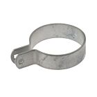 A silver hot-dip galvanized metal end bracket designed for securing chain link mesh to round posts in fencing projects.