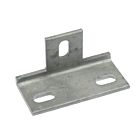 A durable hot-dip galvanized steel corner piece with three slotted holes designed for structural mounting and secure connections.