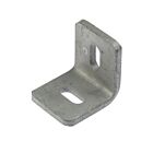 A durable hot-dip galvanized L-shaped wall corner connection bracket featuring two slotted holes for easy and adjustable mounting applications.