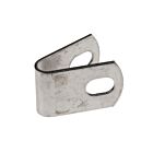 A durable silver stainless steel U-clamp featuring rounded ends with pre-drilled oval holes for secure mounting and pipe support.