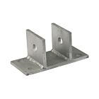 Narrow hot-dip galvanised tube wall support featuring a rectangular base with four mounting holes and two vertical plates.