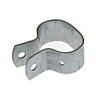 A galvanized oval-shaped metal brace bracket with two flat ends featuring pre-drilled holes for secure mounting on surfaces.