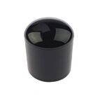 Single round black plastic post cap with a glossy domed top for protecting fence posts or pipe ends.