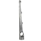 A single straight aluminium barbed wire extension arm with three wire holders designed for mounting on round fence posts.