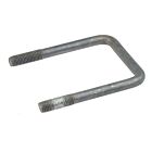 Durable square-shaped metal U-bolt with a straight back and threaded ends, featuring a protective hot-dip galvanised coating against corrosion.