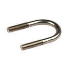 A silver stainless steel M6 U-bolt with threaded ends, designed for securing pipes and rods to surfaces or structures.