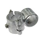 A hot-dip galvanised cast iron 90-degree cross clamp by Tubeclamps for secure perpendicular pipe connections in construction projects.