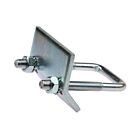 A complete zinc-plated clamping claw assembly featuring a U-bolt and two hex nuts secured to a durable mounting plate.