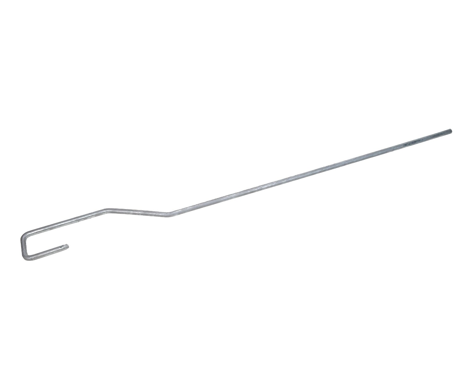 A long hot-dip galvanised bishop rod measuring 110cm in length with a unique hooked end and offset bend.