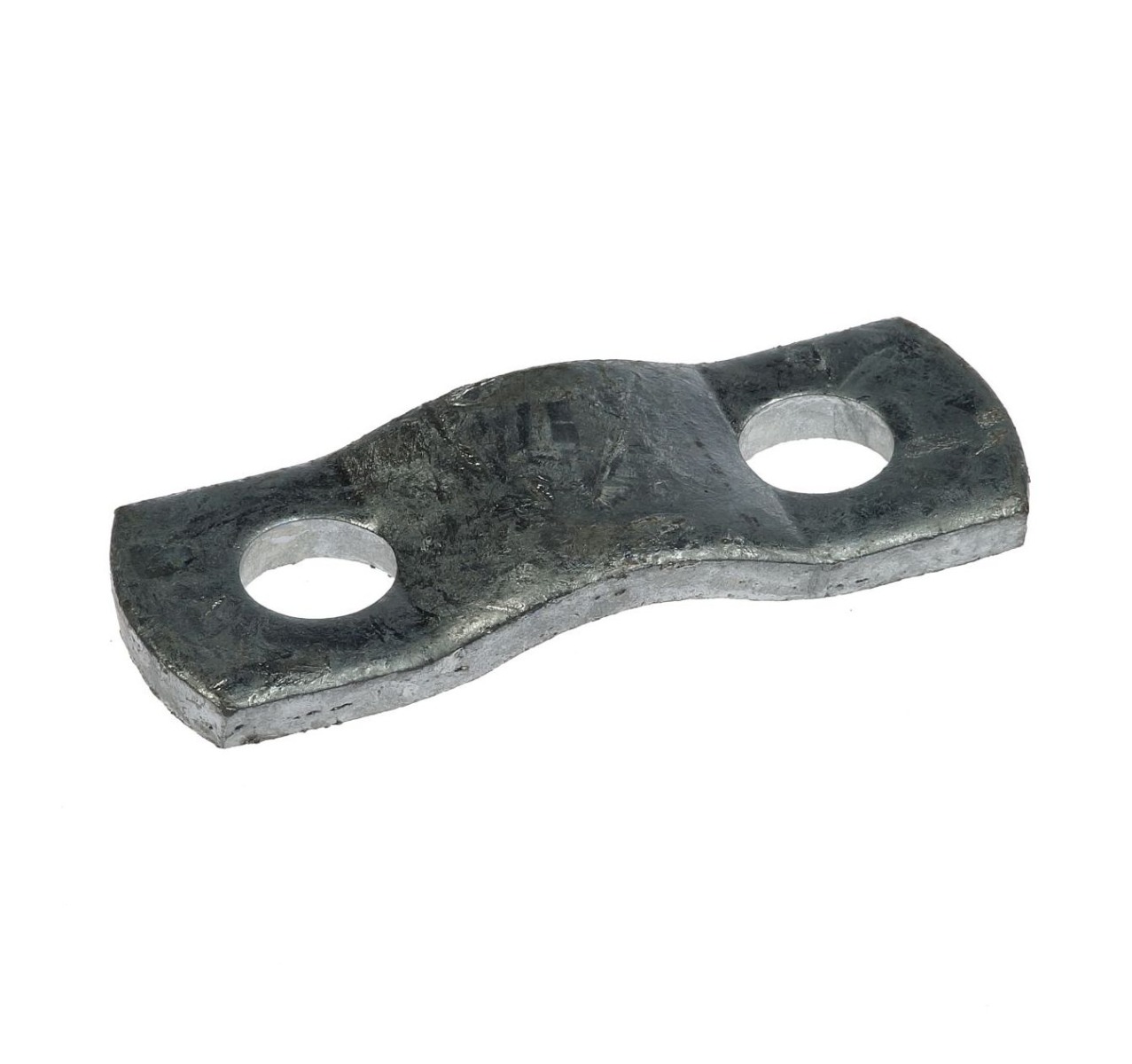 A hot-dip galvanised close bracket featuring a curved metal strip with two pre-drilled holes for secure industrial fastening.
