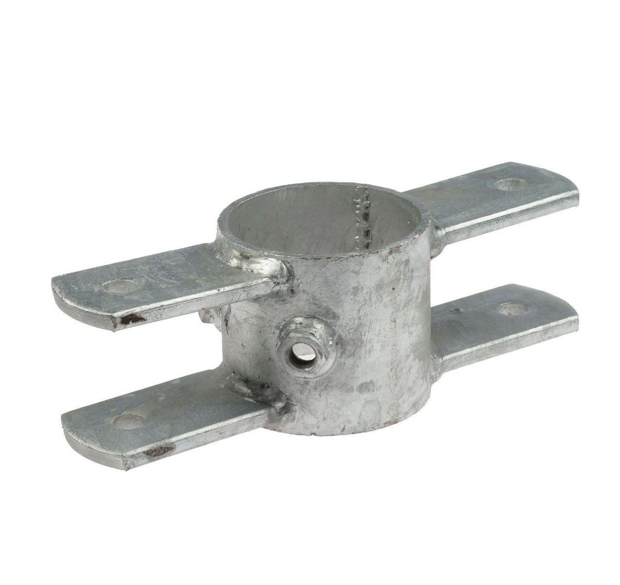 A hot-dip galvanized ring pipe clamp rotation part featuring four flat mounting arms for secure structural pipe connections.