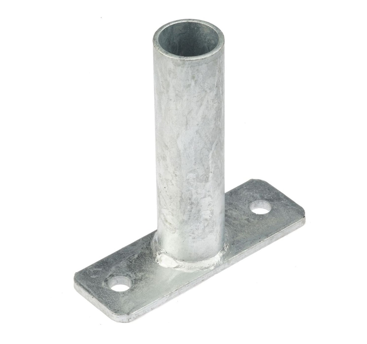 Internal hot-dip galvanized tube wall support bracket with a rectangular base plate and two mounting holes for secure attachment.