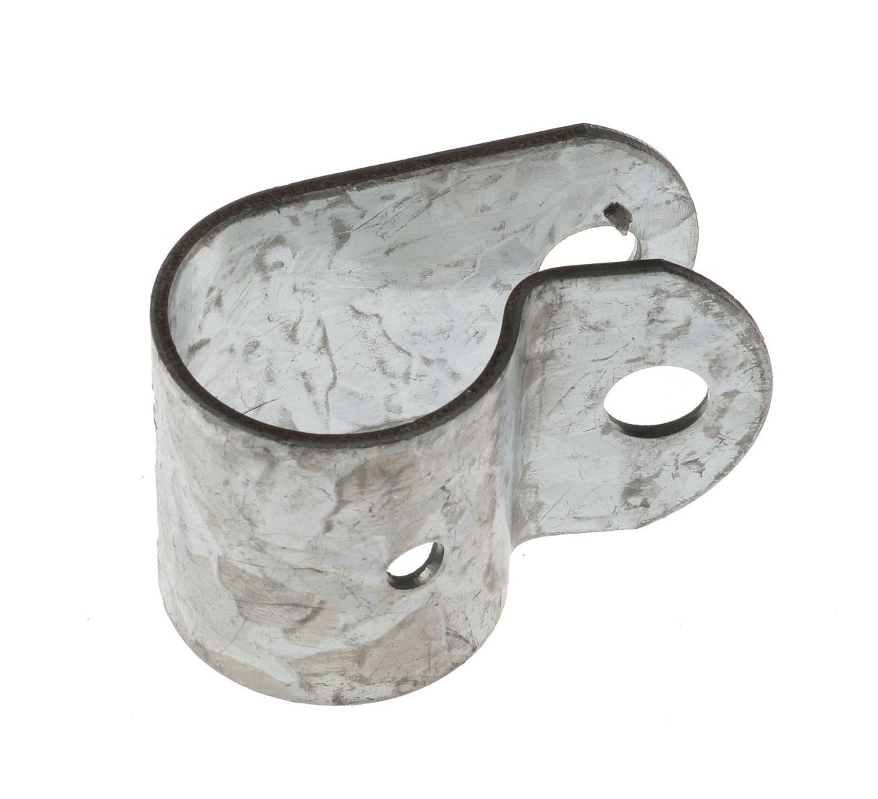 A durable Sendzimir galvanised steel Omega clamp type P designed for securely fastening 40mm diameter pipes and cables.