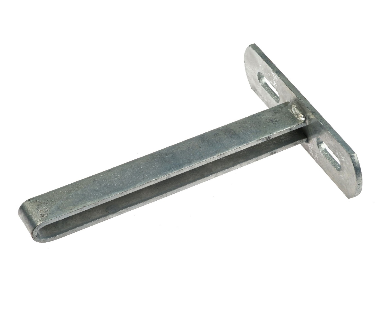A hot-dip galvanised steel wall sliding support bracket featuring a long projecting arm and two slotted mounting holes.